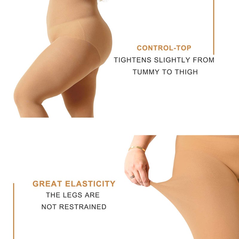 MANZI Plus Size Tights for Women 70D Queen Size Tights(Pack of 2)(Suntanï¼ŒXX-Large - Image 2